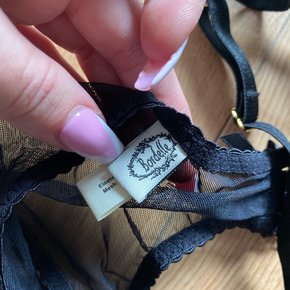 Bordelle Luxury Lingerie Set - Art Deco Mesh Wrap Bra, Bondage Belle Peep Briefs - Picture 7 of 9